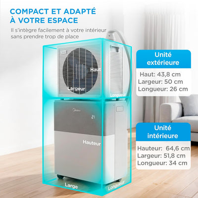 MIDEA Climatiseur PortaSplit Mobile Silencieux 4-in-1| 12000 BTU